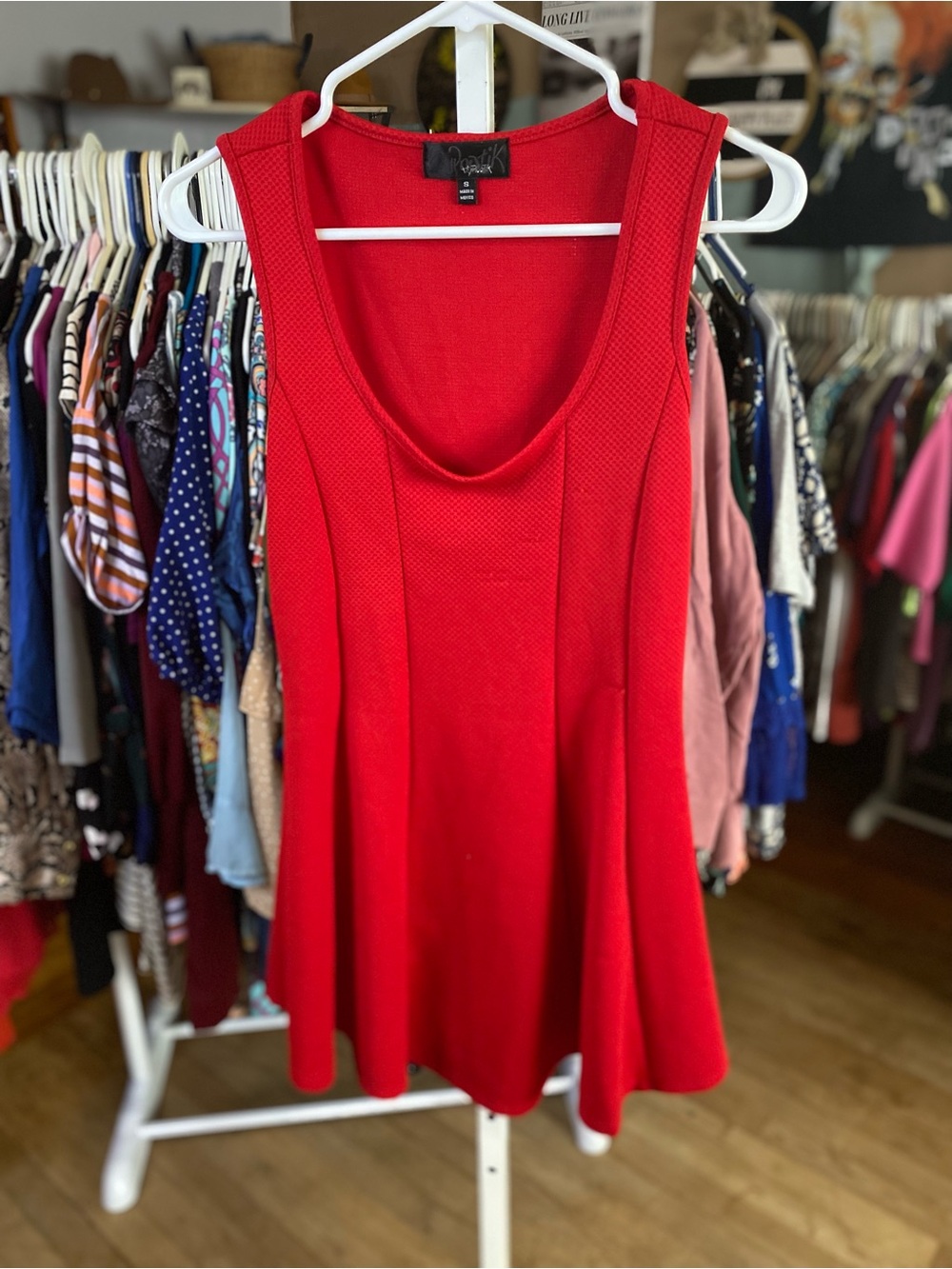 Hypnotik Red Scoop-Neck Fit & Flare Tank